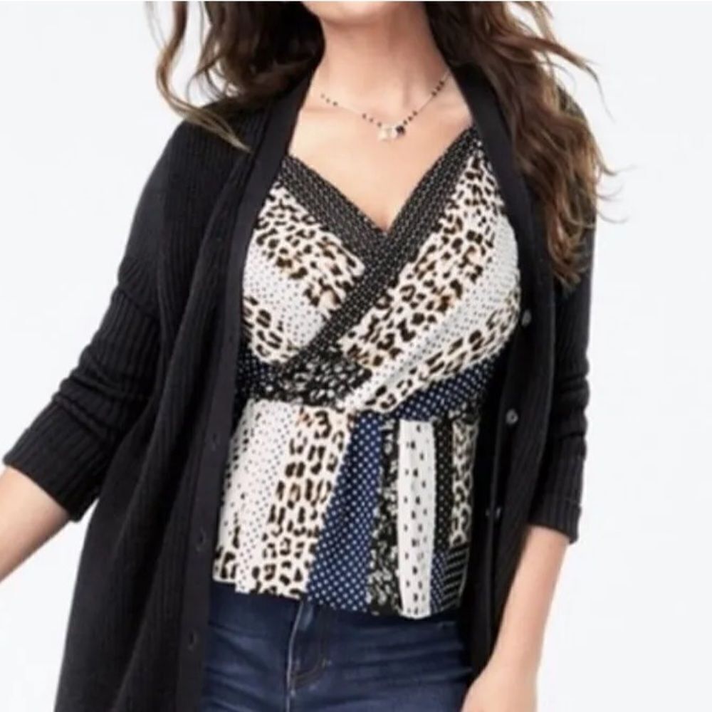 CAbi Style 3787 Crossover Cami, Animal Print, Size 6.